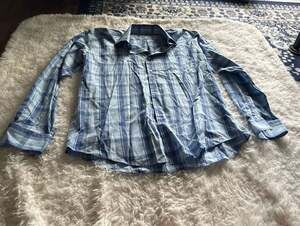 Peter Millar Men’s Blue Plaid Cotton-Spandex Long Sleeve Shirt